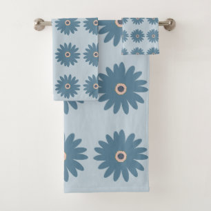 Blue Daisy Bath Towel Set