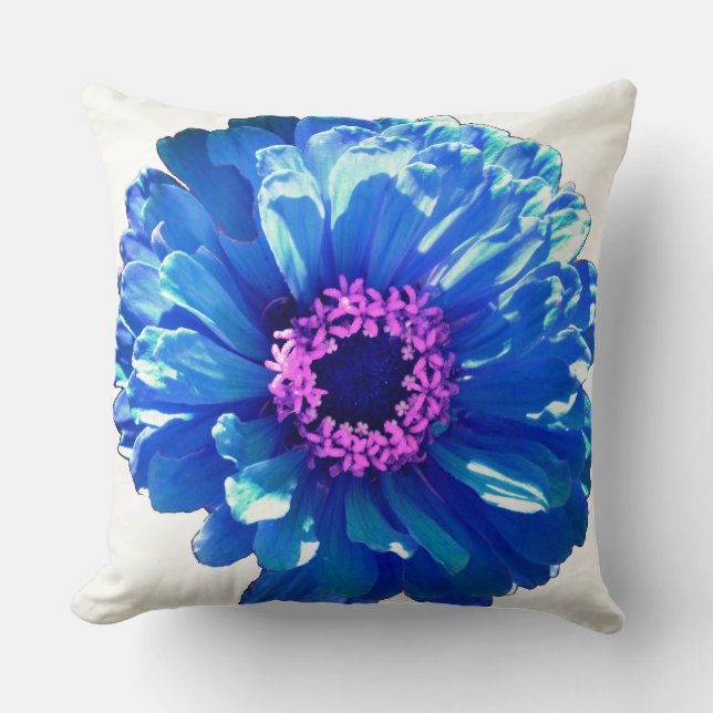 Blue daisy blue floral photo cushion (Front)