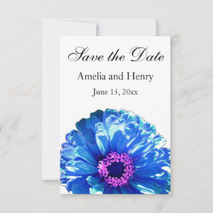 Blue daisy blue floral photo save the date
