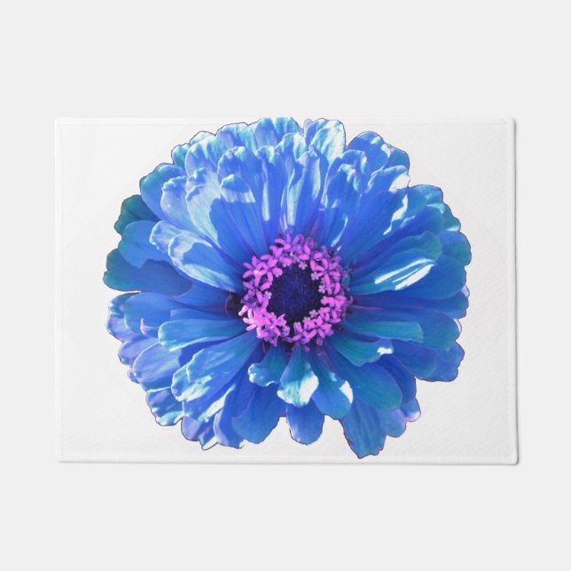 Blue Daisy, blue flower, blue floral  Doormat (Front)