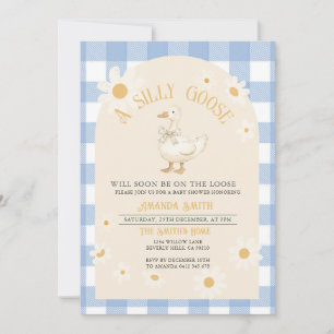 Blue Daisy Boy Goose Baby Shower Invitation