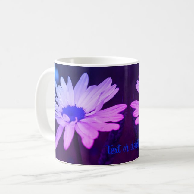 Blue Daisy Centre Floral Art Personalised   Coffee Mug (Front Left)