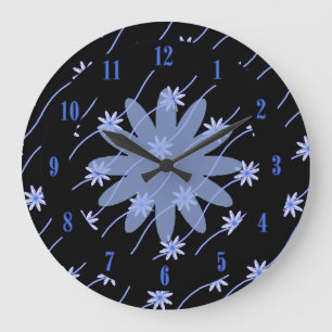 Blue Daisy Chain Floral Pattern Wall Clock