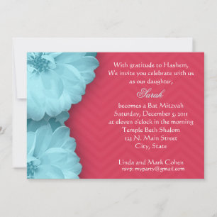 blue daisy chevron invitation