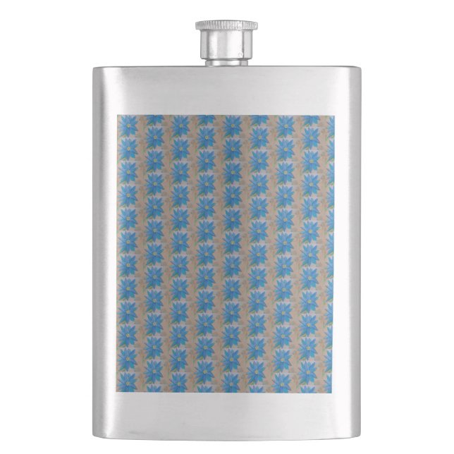 Blue Daisy Classic Hip Flask (Front)