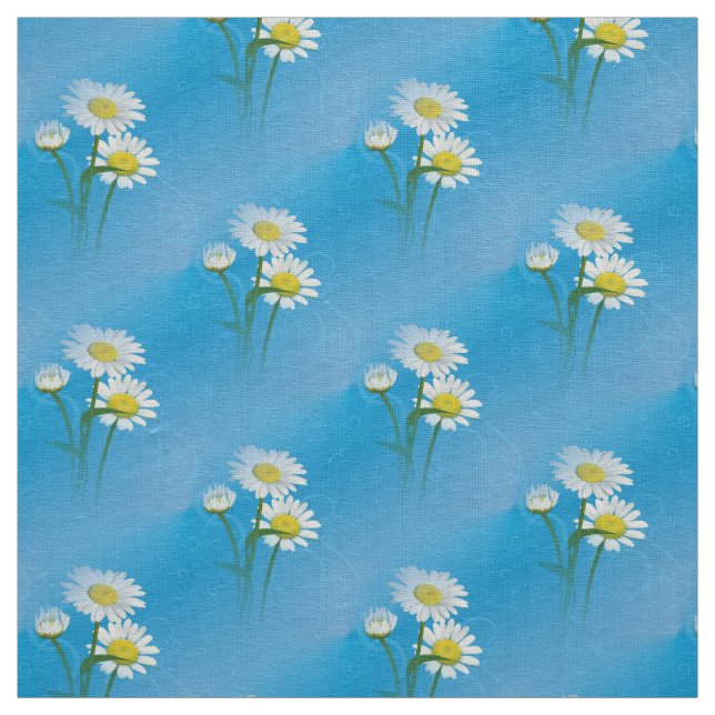 blue daisy fabric (Swatch)