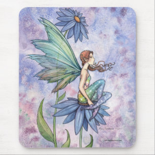 Blue Daisy Fairy Mousepad by Molly Harrison