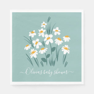 Blue daisy floral elegant beautiful baby shower in napkin