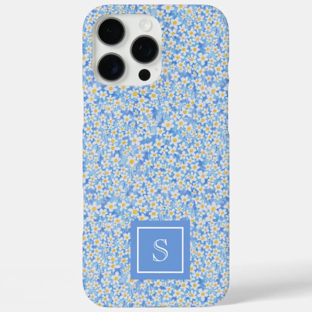 Blue Daisy Floral Pattern Personalised Case-Mate iPhone Case (Back)