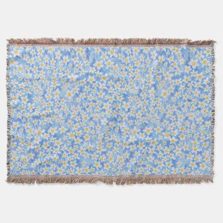 Blue Daisy Floral Pattern Throw Blanket