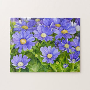Blue Daisy Flower Art Puzzle