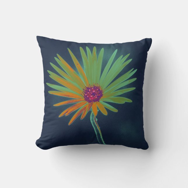 Blue Daisy Flower Cushion (Front)