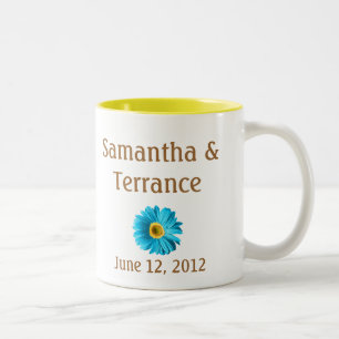 Blue Daisy Flower Customisable Two-Tone Coffee Mug
