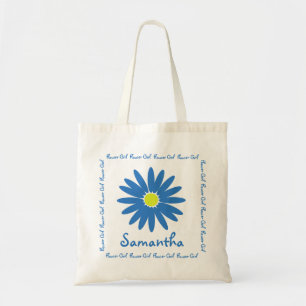 Blue Daisy Flower Girl Tote Bag