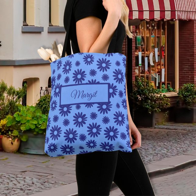 Blue Daisy Flower Pattern Tote Bag (Creator Uploaded)