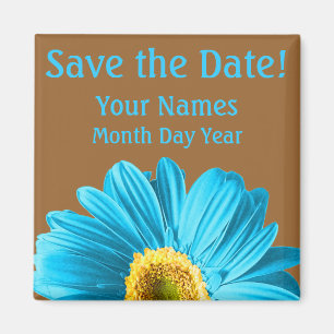Blue Daisy Flower Save The Date Custom Magnet