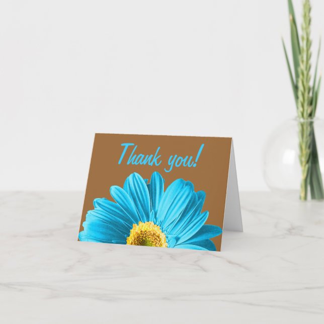Blue Daisy Flower Thank You Or Custom Card (Front)