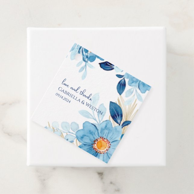 Blue Daisy Flowers Gift Tag (In Situ)