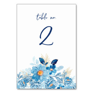 Blue Daisy Flowers Table Number Card