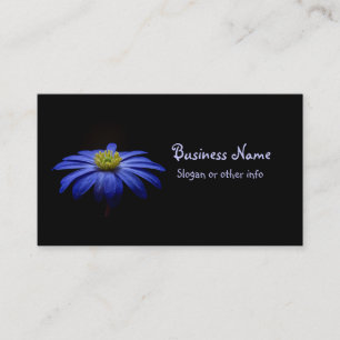 Blue Daisy Gerbera Flower on a Black background Business Card