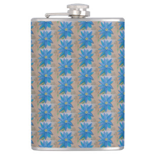 Blue Daisy Hip Flask