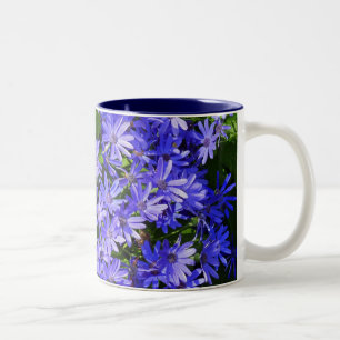 Blue Daisy-like Flowers Nature Photography Two-Tone Coffee Mug