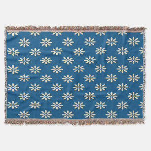 Blue Daisy Pattern Throw Blanket