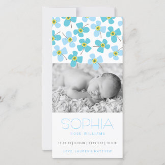 Blue Daisy Pop Sweet Baby Announcement Photo Card
