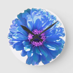 Blue Daisy Round Clock