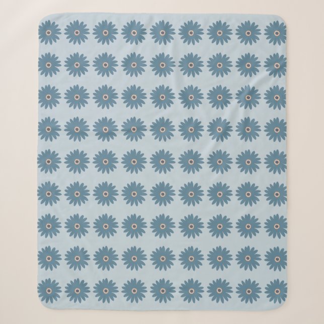 Blue Daisy Sherpa Blanket (Front)