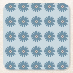 Blue Daisy Square Paper Coaster