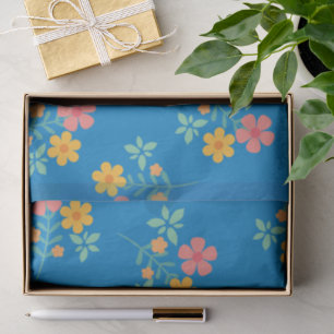 Blue Daisy Vintage Bouquet Pattern Tissue Paper
