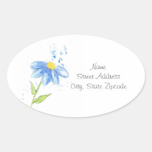 Blue Daisy Watercolor Labels