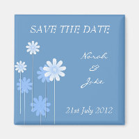 Blue Daisy Wedding Save The Date Magnet