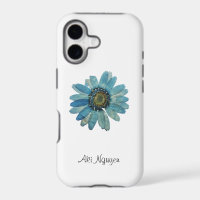 Blue Daisy White background with Change Name