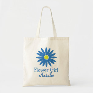 Blue Daisy with Customisable Text Tote Bag