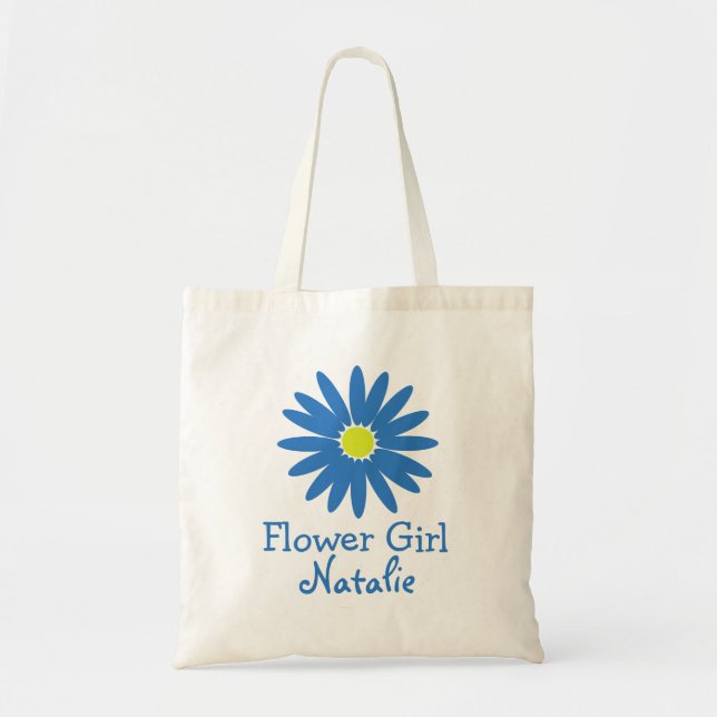 Blue Daisy with Customisable Text Tote Bag (Front)
