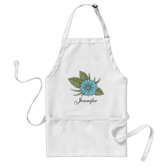 Blue Daisy with Name Standard Apron (Front)