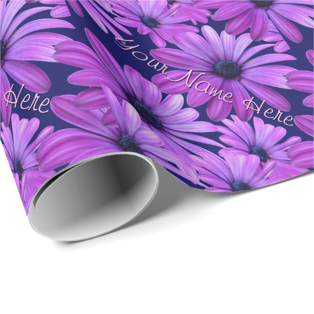 Blue Daisy Wrapping Paper Personalised Gift Paper (Roll Corner)