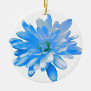 Blue daisy, zinnia, sunflower  ceramic tree decoration