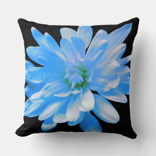 Blue daisy, zinnia, sunflower cushion (Front)