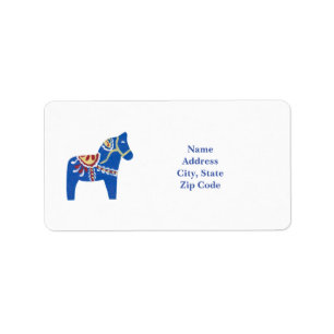 Blue Dala Horse Address Labels