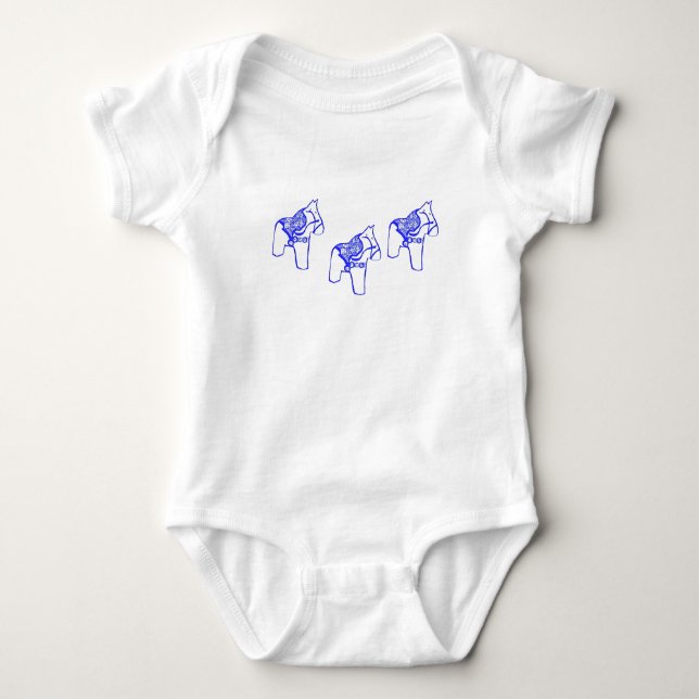 Blue Dala Horse Baby Bodysuit (Front)