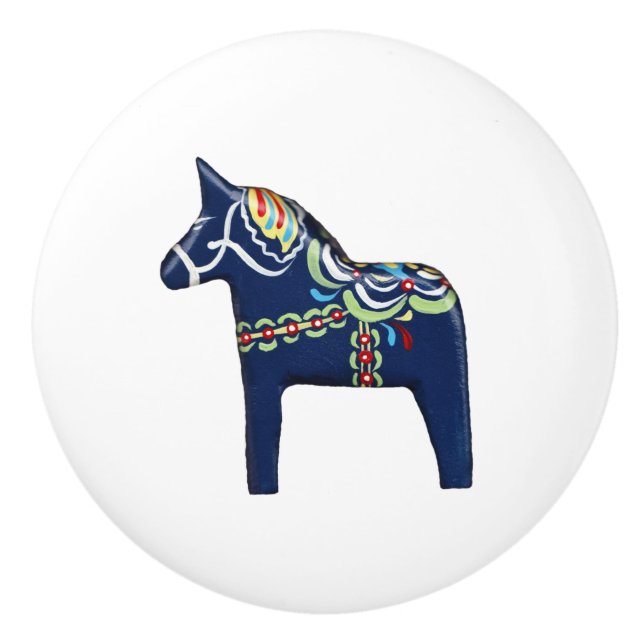 Blue Dala Horse Ceramic Knob (Front)