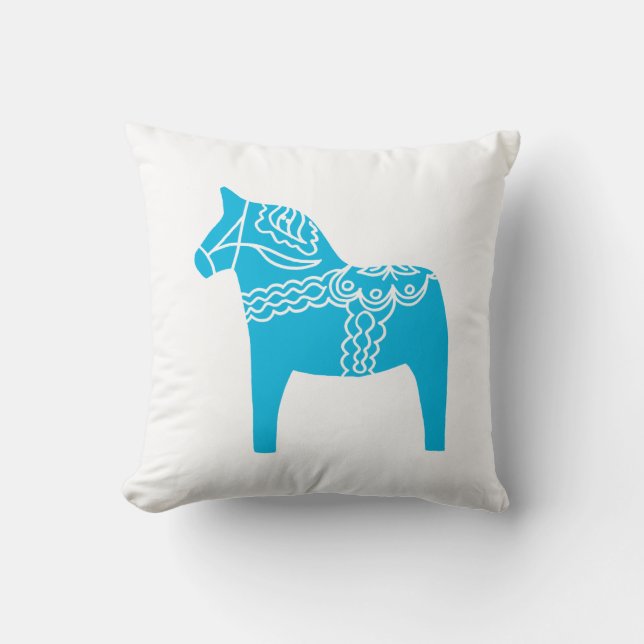 Blue Dala Horse Cushion (Front)