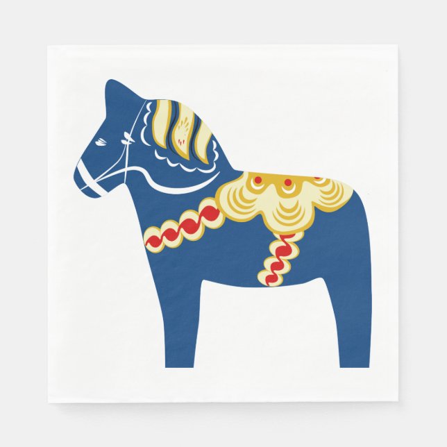 Blue Dala Horse Paper Napkins (Front)