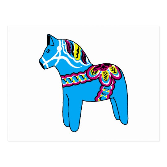Blue Dala Horse Postcard