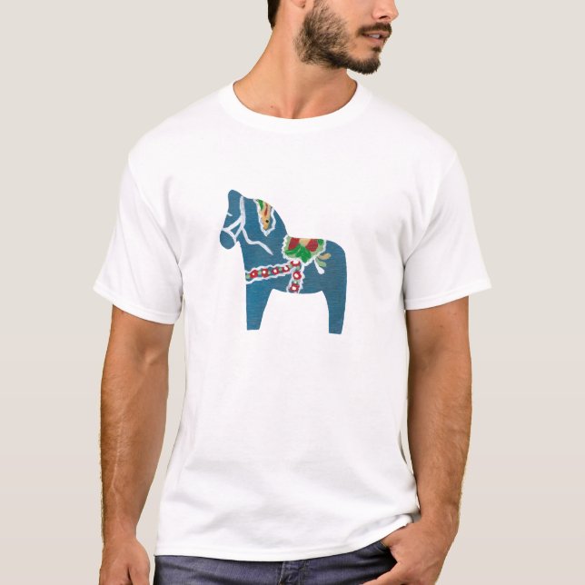 Blue Dala Horse T-Shirt (Front)