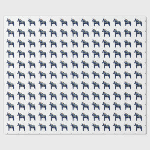 Blue Dala Horse Wrapping Paper