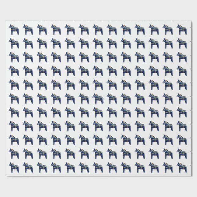 Blue Dala Horse Wrapping Paper (Flat)
